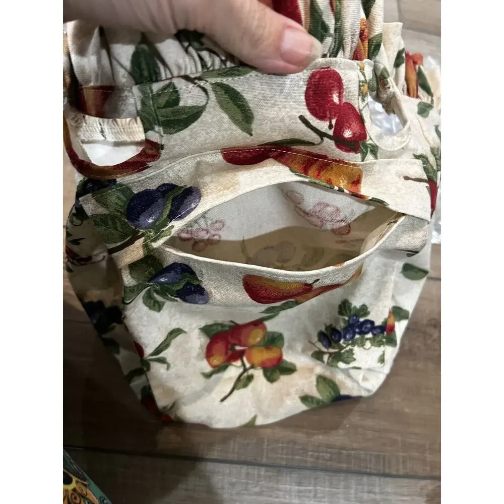 Longaberger MEDIUM BOARDWALK Basket LINER Fruit Medley‎ fabric NEW